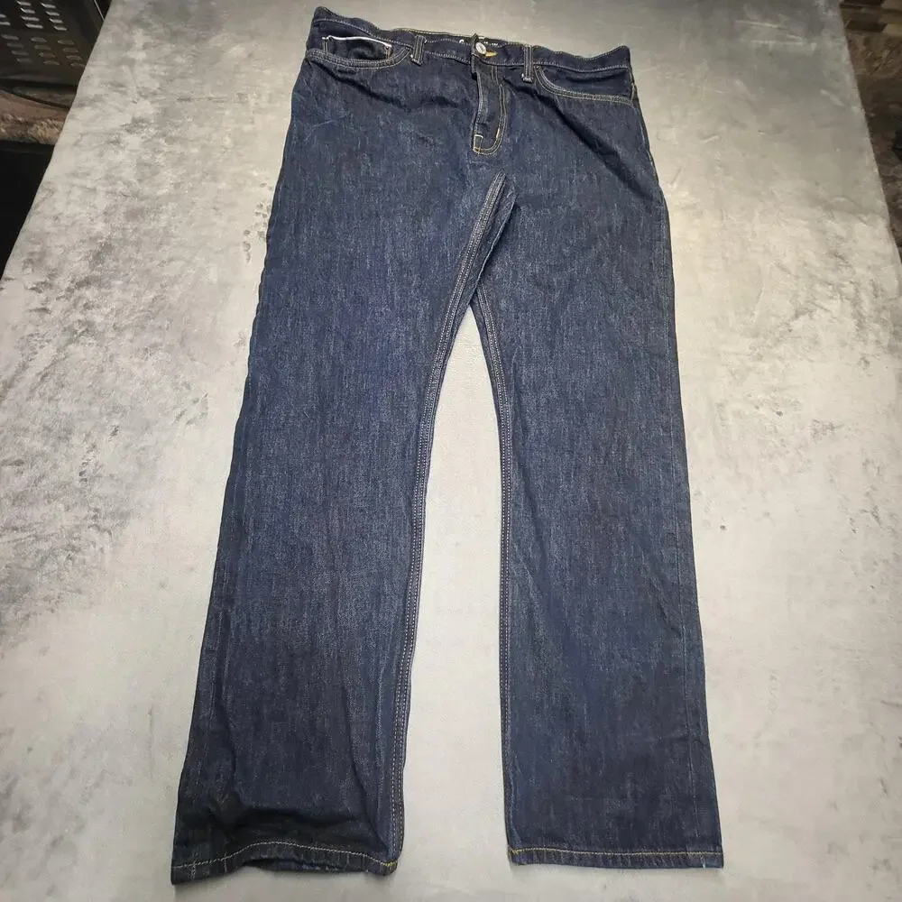 Goodfellow Selvedge Jeans Mens 38x32 Blue Slim Straight Dark Wash 14 Oz